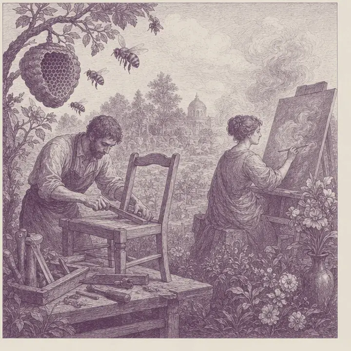 Doğa üretir, zanaat iş görür, güzel sanat yapılmış olsa da özgür görünür.