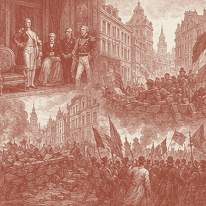 1815'ten 1848 devrimlerine fikrini somutlaştıran simgesel sahne.