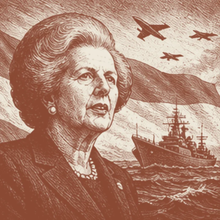 Falkland savaşı ve Thatcher fikrini tek bakışta hatırlatan simgesel sahne.