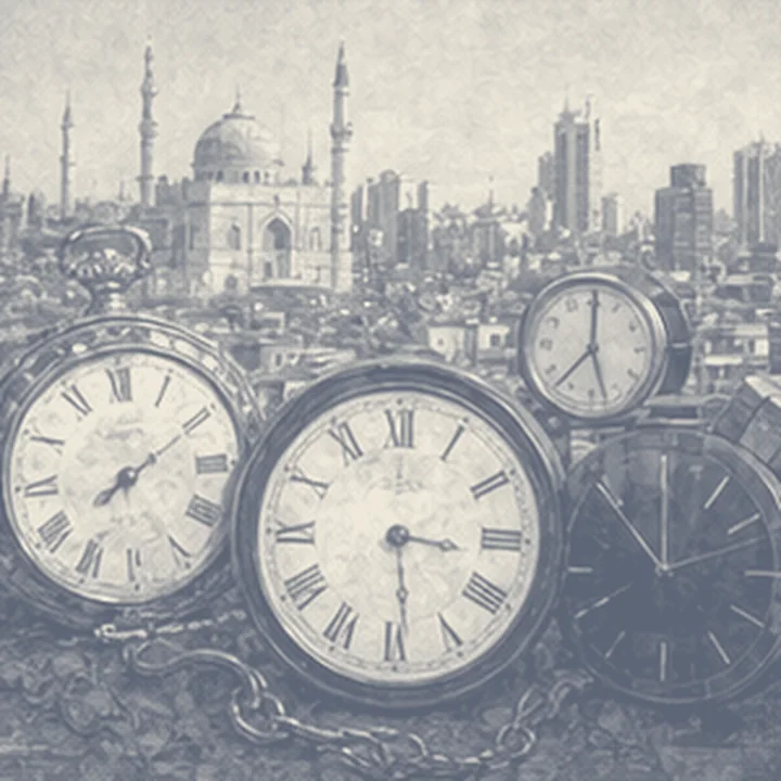Modernliğin zamanı yeniden yazılır düşüncesini hatırlatan simgesel bölüm resmi.