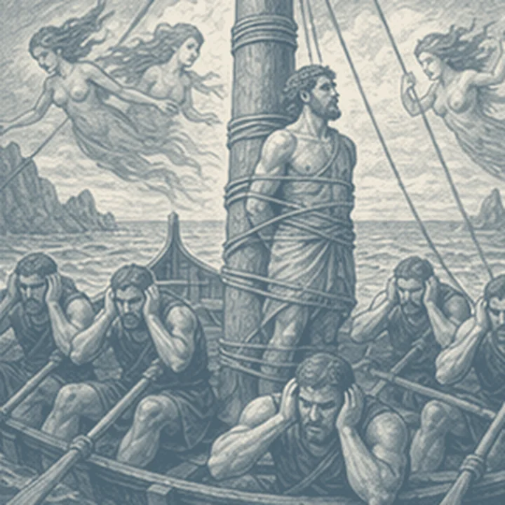 Odysseus kendini korumak için kendini böler düşüncesini hatırlatan simgesel bölüm resmi.
