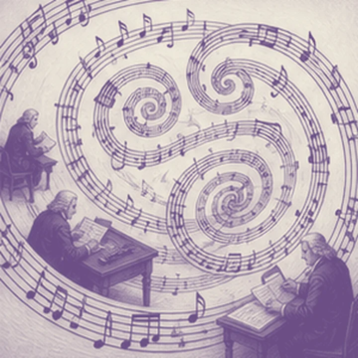 Bach fügünde kendini kovalayan tema fikrini somutlaştıran simgesel sahne.